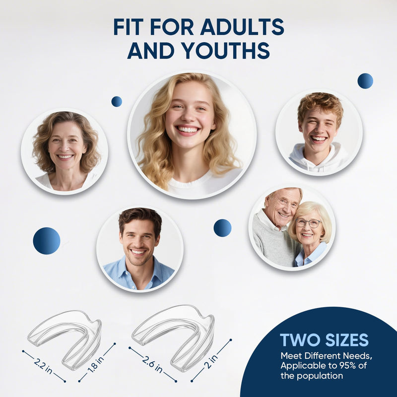 Mouth Guard for Clenching Teeth at Night, Mouth Guard for Grinding Teeth at Night, Comfortable & Reusable Adult Teeth Grinding Mouthguards for Sleeping, Includes 4pcs & 1 Travel Case 1.8*2.2in+2*2.6in 4.0 - BeesActive Australia