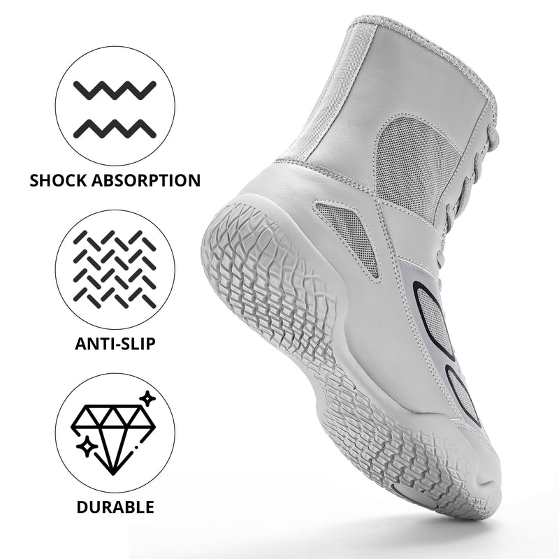 Wrestling Shoes Men Boxing Shoe Fitness High Top Sneakers Wrestling Boots 12 Silver