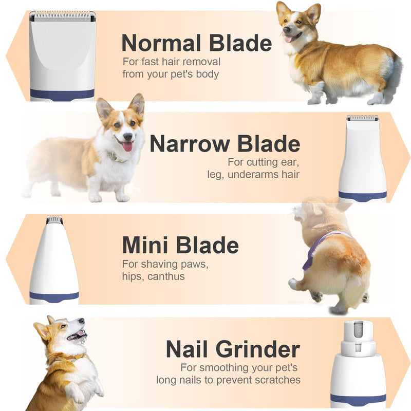 KIKETECH Dog Clippers for Grooming - Cordless Pet Nail Grinder for Small Dog Cat Rabbit Grooming Supplies, Low Noise Dog Clippers for Trimming Hair on Paws, Eyes, Ears, Face, Rump, Sea Blue Seablue - BeesActive Australia