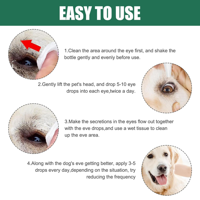 2 Pcs Dog Eye Drops with Cotton Swabs, Gentle Pet Eyes Care Solution for Relieving Eyes Itching & Irritation, Safe for Daily Use (60ml x 2)