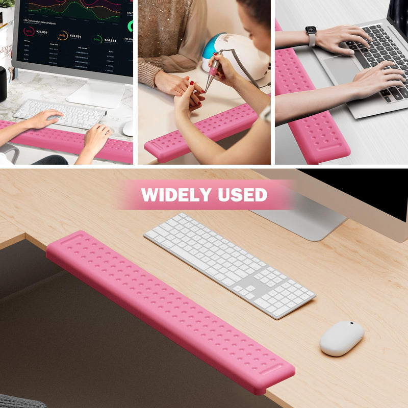 Leolee L-Shaped Desk Long Wrist Rest Elbow 60CM, Pink Memory Foam Arm Rest for Desk with Non-Slip Base, Ergonomic Desk Edge Cushion, Wrist Support for Computer Keyboard, Typing, Office, Home Pink-60cm-1pcs