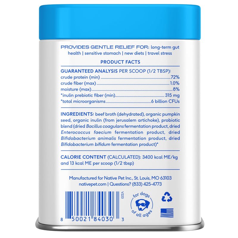 Native Pet Probiotics for Dogs – Dog Probiotic Powder for Gut & Digestive Health, Vet-Formulated 6B CFUs Dog-Specific Probiotic Strains, Supports Stool Quality & Diet Transitions – 120 Scoops 120 Servings