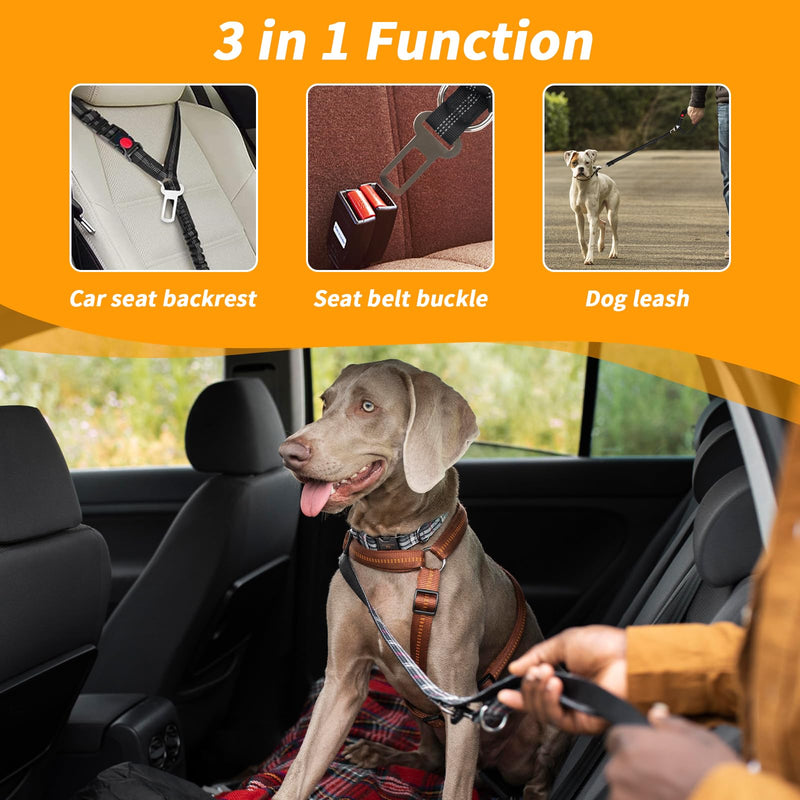 4-in-1 Removable Dog Seat Belt for Car: Adjustable Pet Car Harness, Retractable Dog Car Harness Seatbelt with Poop Bag and Dog Bowl, Restraint Secures to Vehicle Headrest, Blue - BeesActive Australia