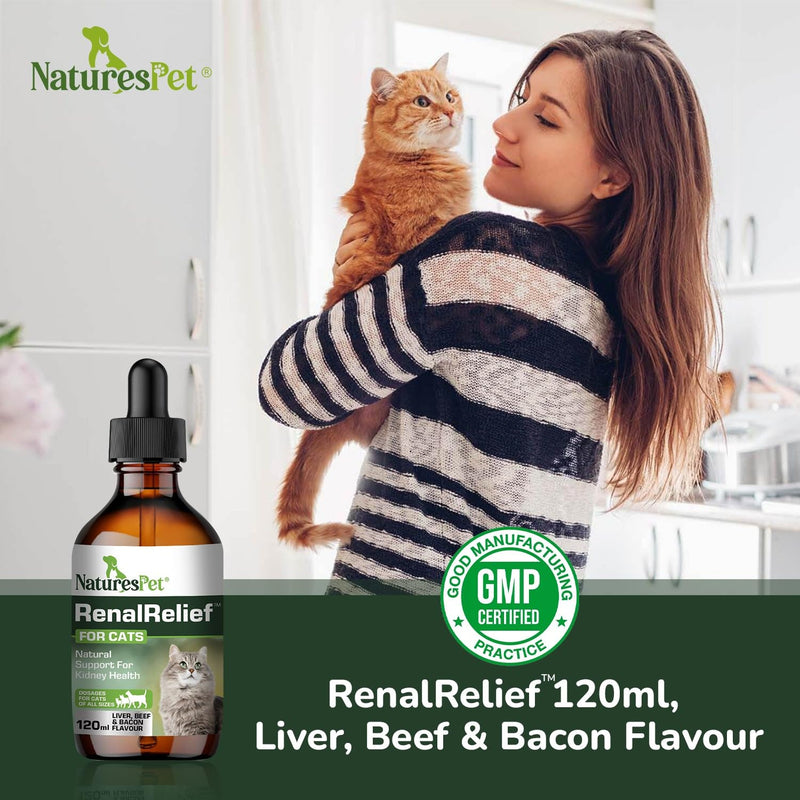 RenalRelief – Kidney Support Supplement for Cats (120ml) | Supports Urination, Detox & Fluid Balance | Beef, Liver & Bacon Flavour