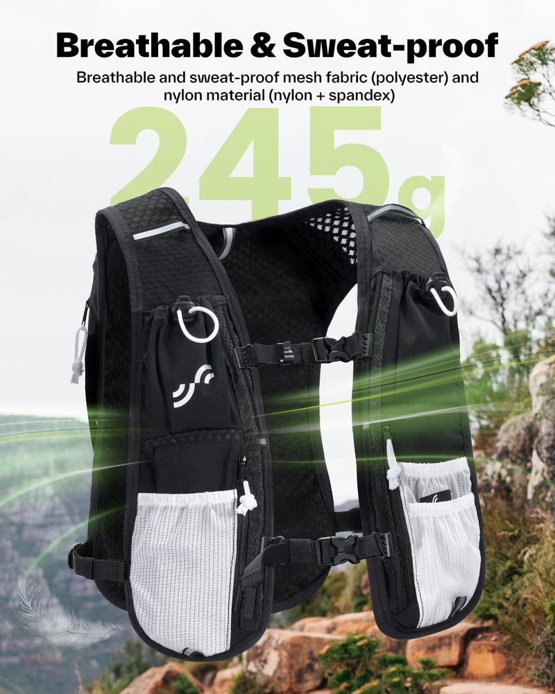 Sportneer Hydration Backpack: Running Vest with Reflective Strips -Lightweight Hydration Vest Backpack for Running Hiking Biking Cycling for Women Men Hydration Backpack with Water Bladder