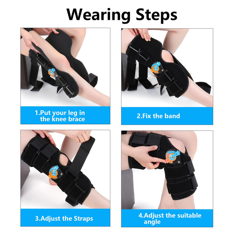 GHORTHOUD Hinged ROM Knee Braces Adjustable Knee Immobilizer Support for Knee Pain ACL MCL PCL Arthritis Meniscus Tear for Men and Women (XL) X-Large Basic Version