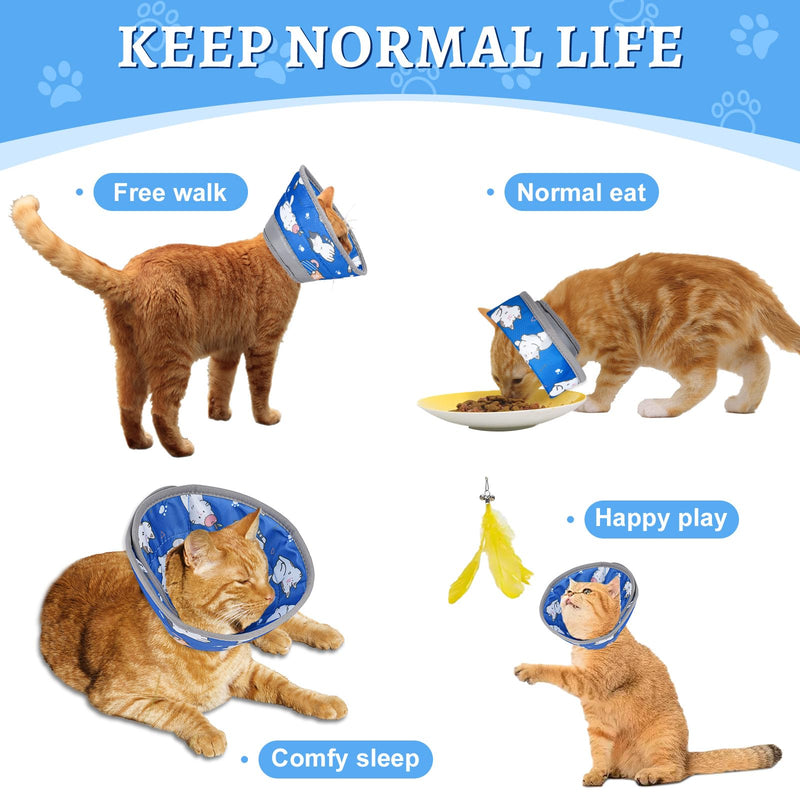 Maxentico Neck collar for cats, protective collar cat, recovery collar for cats, prevents licking of wounds cat collar, cat collar after operations and injuries (blue, S) - BeesActive Australia
