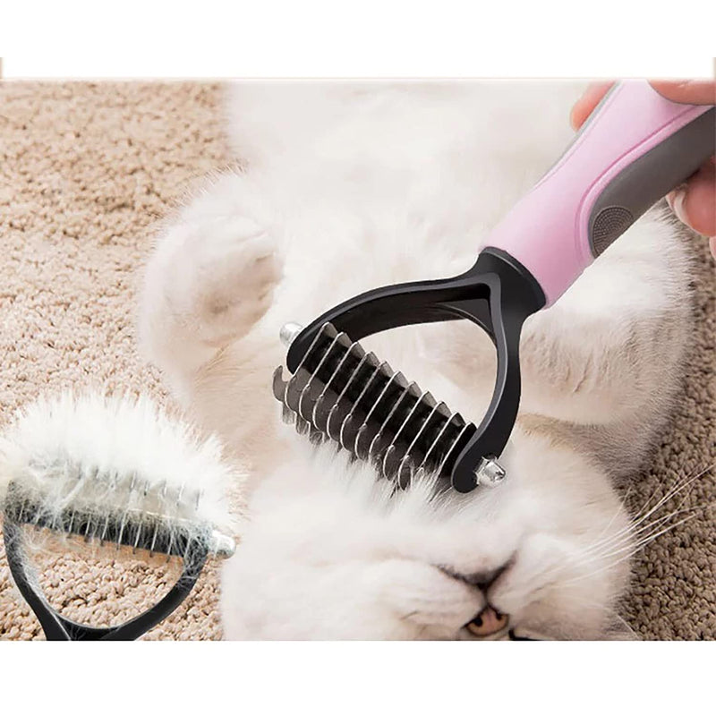 MMSGA Dog Hair Comb Stripper, Cat Dog Detangling Combs, Pet Grooming Tool, Double-Sided Fur and Dematting Rake Comb for Dogs and Cats, Cat and Dog Flea Comb Set (Small, Pink)… Small - BeesActive Australia