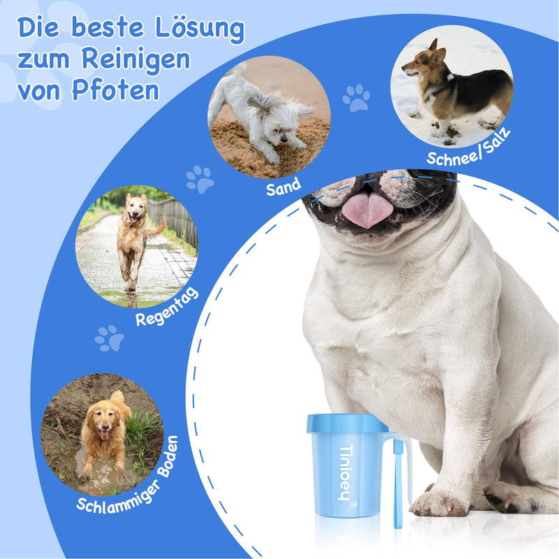 Tinioey Paw Cleaner for Dogs with Handle | Incl. 4 dog towels and bath brush | Dog paw cleaner | Dog paw cleaner | Dog Accessories for Medium Small Dogs | Dog Things (Blue) - BeesActive Australia