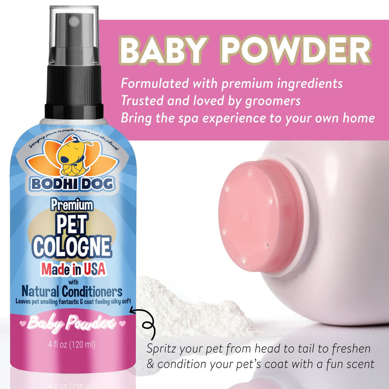 Bodhi Dog Natural Dog Cologne | Premium Scented Deodorizing Body Spray for Dogs & Cats | Dog Perfume w/Natural Dog Conditioner (Baby Powder, 4 Fl Oz) Baby Powder 4 Fl Oz (Pack of 1) - BeesActive Australia