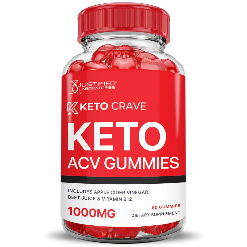 Justified Laboratories Keto Crave Keto ACV Gummies (1000 mg) - 60 Count, Pack of 2 - Formulated with Apple Cider Vinegar, Folate & Vitamin B12 - Non-GMO, Vegan, Gluten Free - 60 Servings 60 Count (Pack of 2)