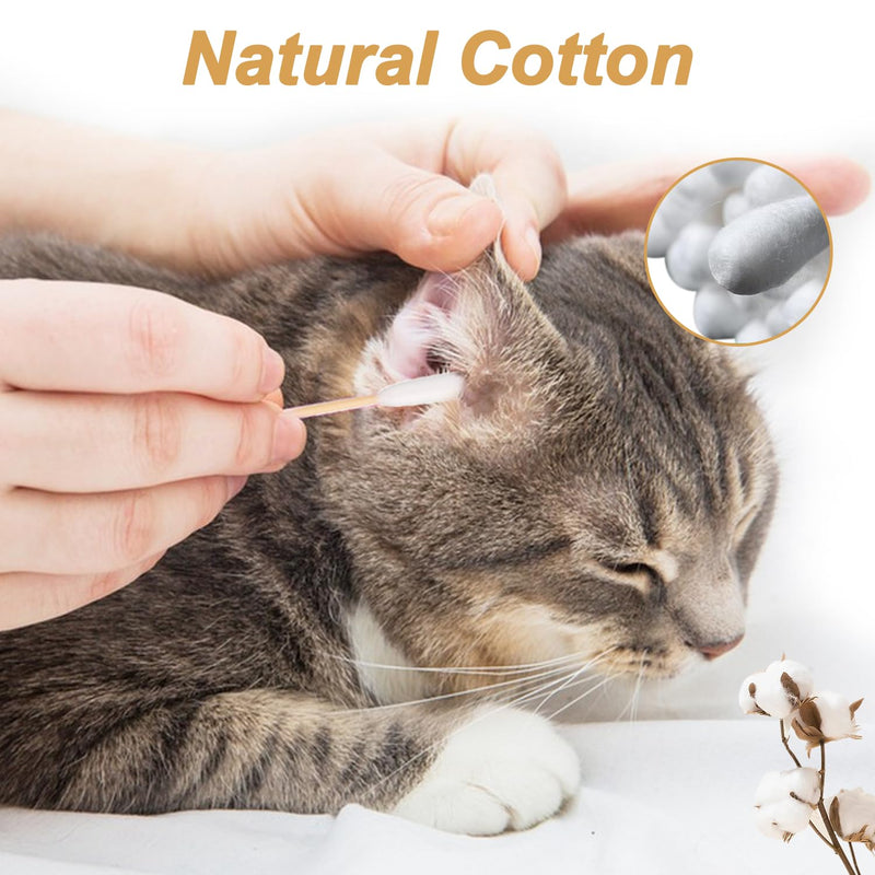 200Pcs Dog Cotton Buds Ear Cleaning Swabs, Dog Ear Budss Large 15CM Extra Large Cotton Buds for Pet Cleaning Disposable Cat Ears Cottons Swabs Sticks Dogs Earbuds(200Pcs)