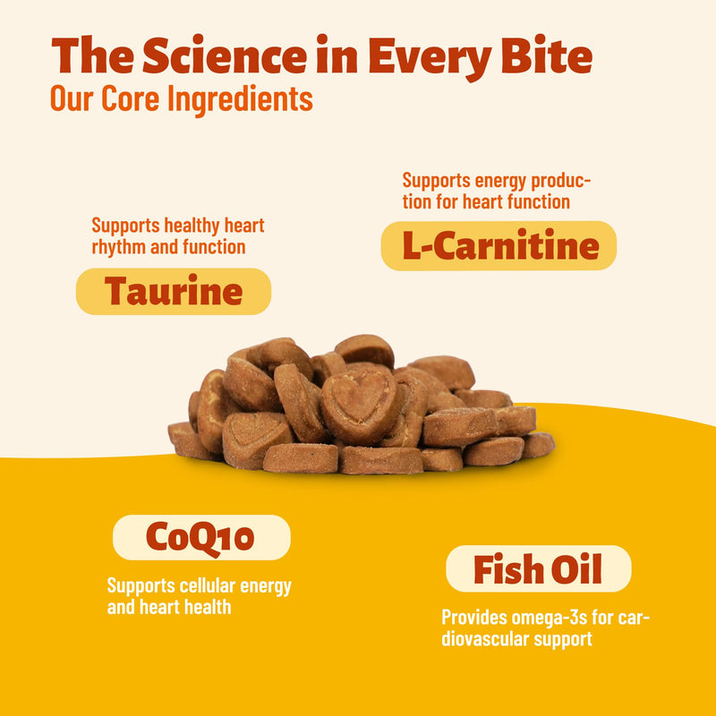 Cat Cardio Bites - 15% Taurine for Cats with CoQ10, L-Carnitine & Fish Oil - Immune & Heart Support, Cardiovascular & Vision Health, for All Breeds Including Kittens & Senior Cats, 7.76 oz
