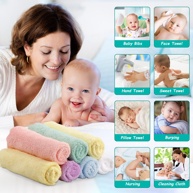 HOMEXCEL Baby Washcloths 24 Pack-Microfiber Coral Fleece Baby Bath Face Towel 7x9 Inch Extra Absorbent and Soft Burp Cloth and Wash Cloths for Newborn-Infants and Toddlers-Gentle On Sensitive Skin 7" x 9"(Pack of 24) - BeesActive Australia