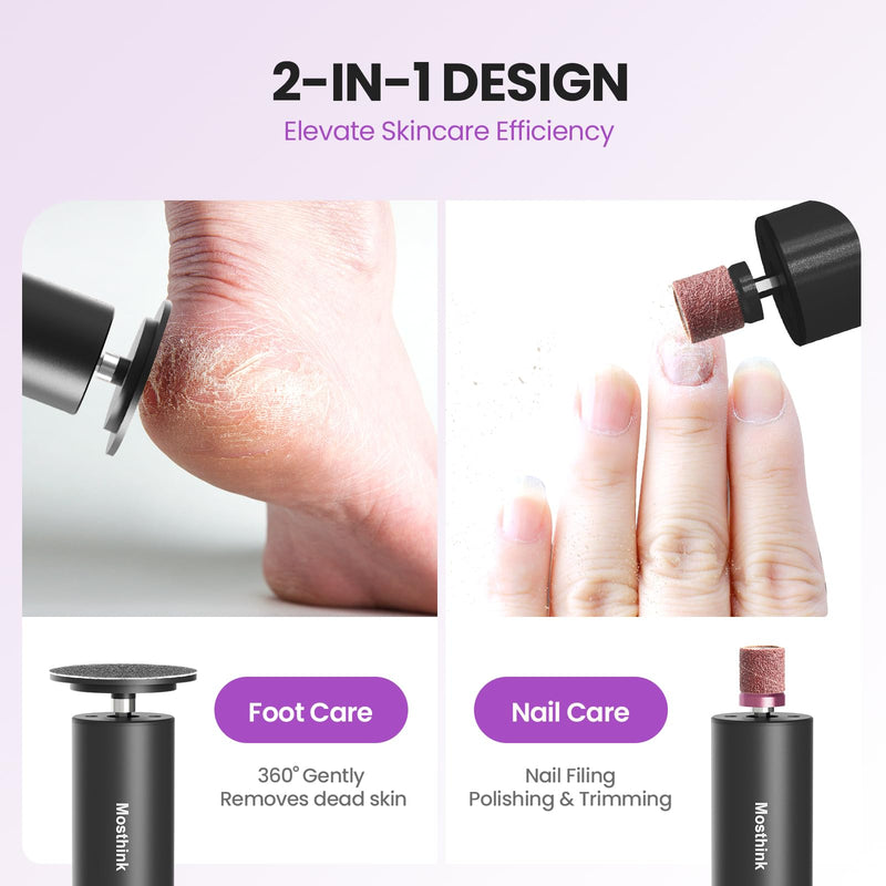 Electric Foot Callus Remover, 2 in 1 | 6 Speed Adjustable Foot File Nail Grinder with Sandpaper Disks, Professional Sander Pedicure Tool for Feet Dead Skin, Self Care Gifts for Women Mom Lover Friends 01-Electric Callus Remover Black - BeesActive Australia