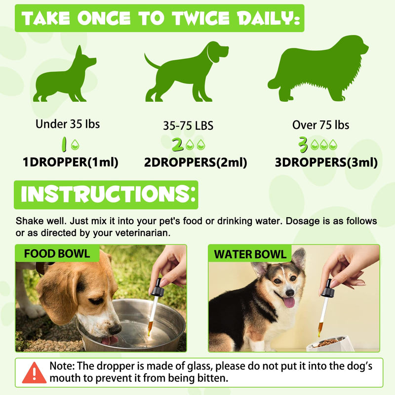 Probiotic for Dogs, 3 in 1 Prebiotics Drops with Enzymes for Skin & Coat Support, Supports Digestive Function & Immune Function, Pet Supplements Liquid Probiotic - 60 ml 60ml