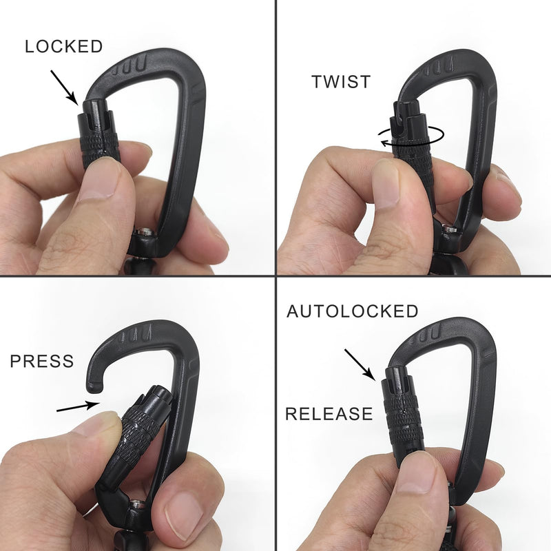 Rope Dog Leash, 4 ft Heavy Duty Dog Leash with Aviation Aluminum Auto Locking Carabiner, Strong Nylon Dog Lead for Small, Medium, Large Dogs (Black, 4FT) Black - BeesActive Australia