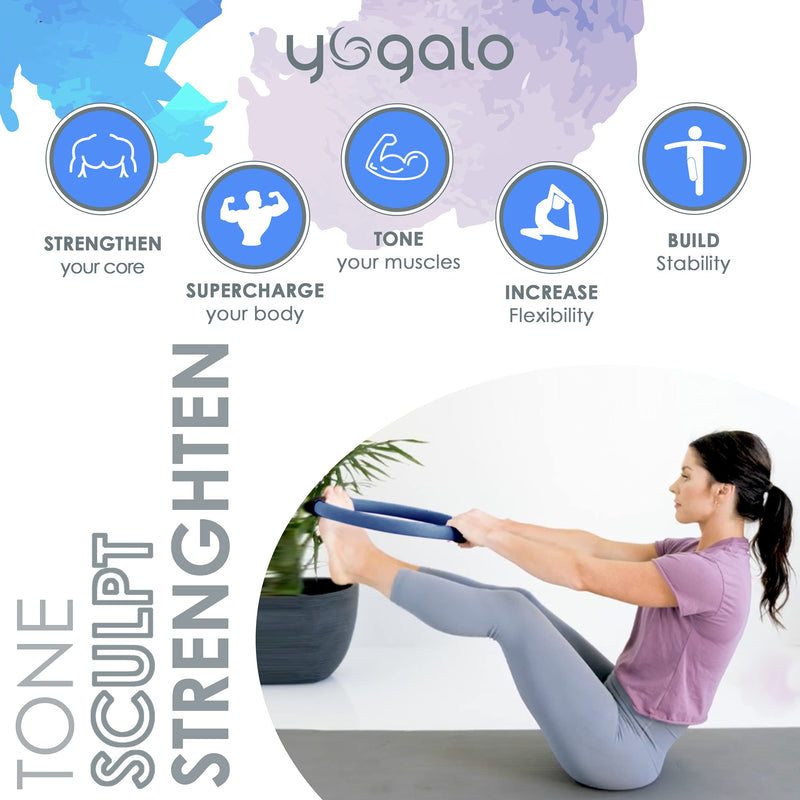 Pilates Ring and Ball Set with 3 Resistance Bands - Pilates Equipment for Home Workout - Magic Circle Pilates Ring 14 Inch to Tone, Sculpt and Strengthen - Fitness Ring for Yoga and Pilates Blue