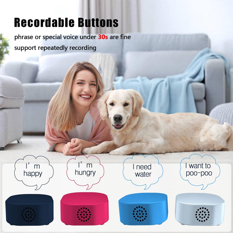Dog Buttons for Communication Voice Recording Training Buzzer 30S Repeatable Pet Speaking Puzzle Toy for Cats & Dogs Clicker Dog Talking Button Set for Study Office Home 4 Packs Dog talking button set pack of 4 - BeesActive Australia