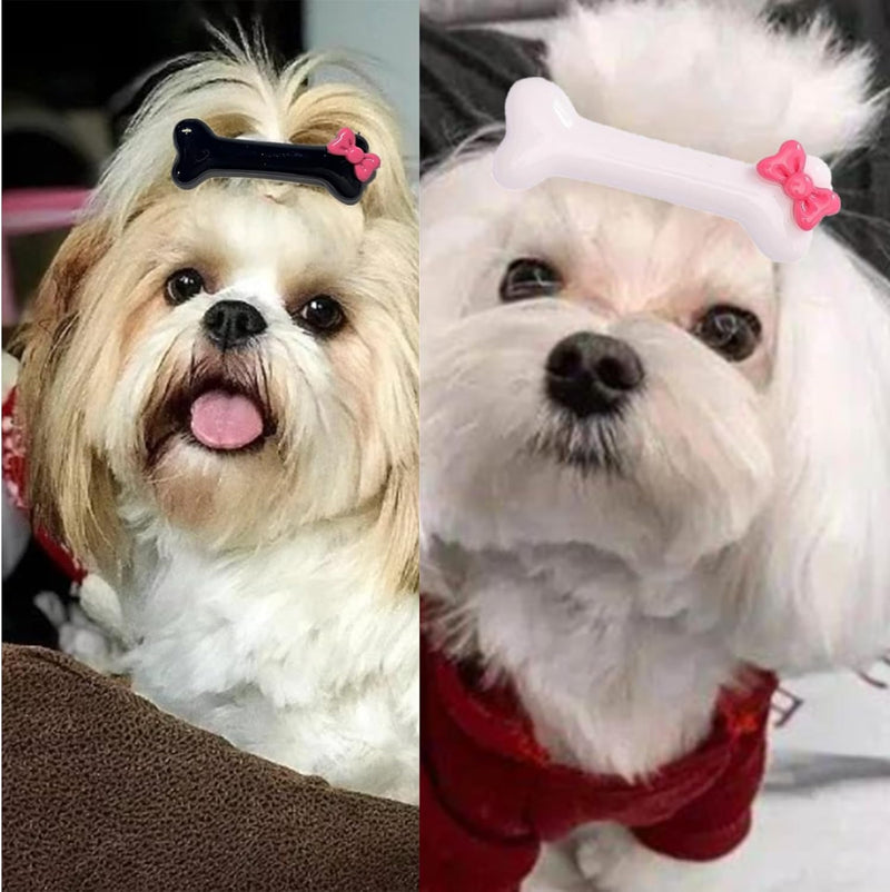 Dog Hair Bows,20 Pack Dog Hair Clips Cute Bone Bow Shaped Snap Dog Hair Bows Pet Hair Barrettes White Black Small Snap Hair Clips Animal Hair Clips Dog Accessories for Pet - BeesActive Australia