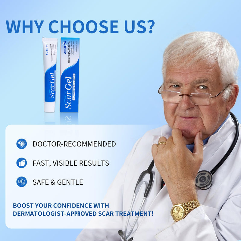 Silicone Scar Gel Advanced Scar Cream for Old & New Scars, Fades C-Section, Keloids, Stretch Marks, Burns, Surgeon Recommended Scar Repair A