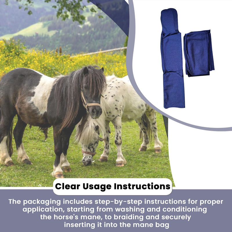 Ranch Hand Horse Mane Bags - Protect Horse's Mane from Wind, Sun, Mud, Preventing Tangles, Rubbing Out, and Breakage | Made with Lycra and Nylon (Dark Blue) Dark Blue - BeesActive Australia