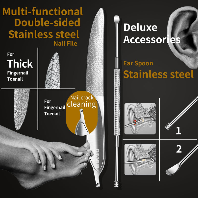 EBEWANLI Podiatrist Toenail Clippers for Seniors Thick Toenails, Toe Nail Clippers for Thick Nails for Seniors, Straight Toe Nail Clippers for Men, Ingrown Toenail Clippers and Angled Nail Clipper Set 6PCS-A - BeesActive Australia