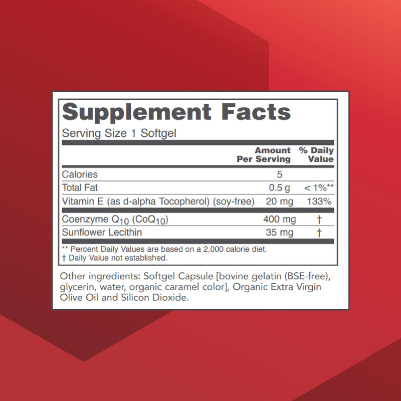 PROTOCOL FOR LIFE BALANCE CoQ10 400mg, with Vitamin E, 60 Softgels | Contains Vitamin E and with Soy Lecithin, CoQ10 Supplement, Halal and Egg Free