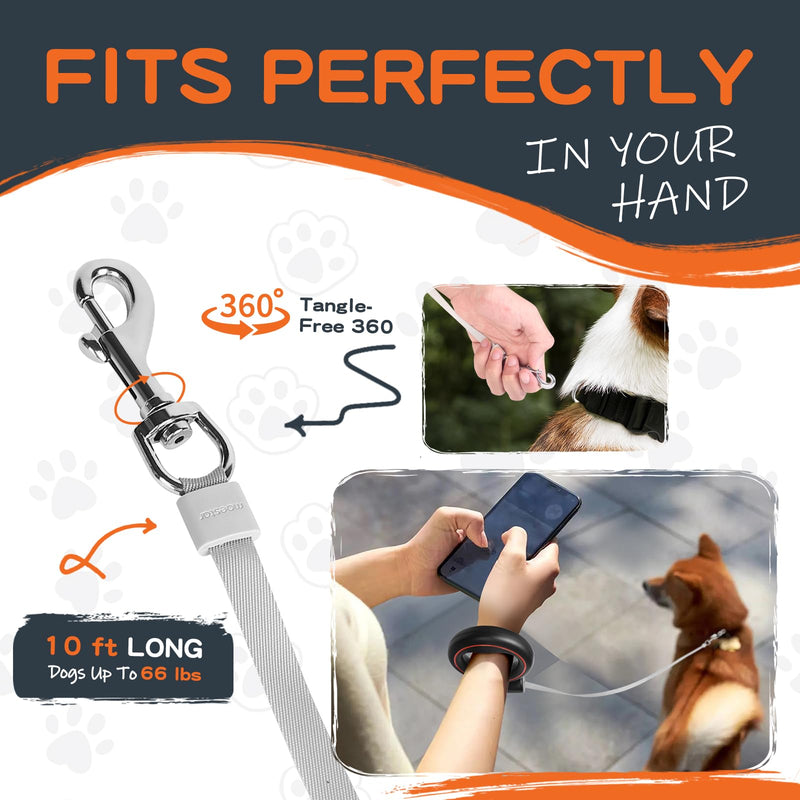 UFO Retractable Dog Leash Hands Free Wearable with Poop Bag Holder One-Handed Brake Pause Lock 360° Tangle Free 10ft Dog Leash for Up to 66lbs Medium Small Dogs (Black/Orange) Black/Orange - BeesActive Australia