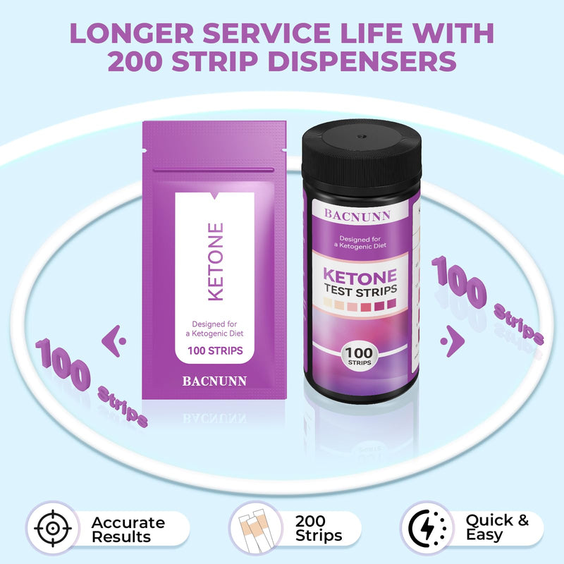 BACNUNN Ketone Test Strips - Upgraded 200 Keto Sticks Urine Test for Ketogenic & Low-Carb Diets with Urine Cup - Ketosis Home Urinalysis - BeesActive Australia