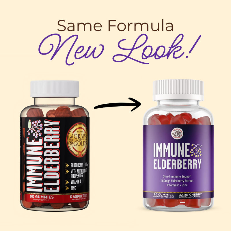 Grab The Gold Immunity Gummies Elderberry Vitamin C Zinc 90 Count
