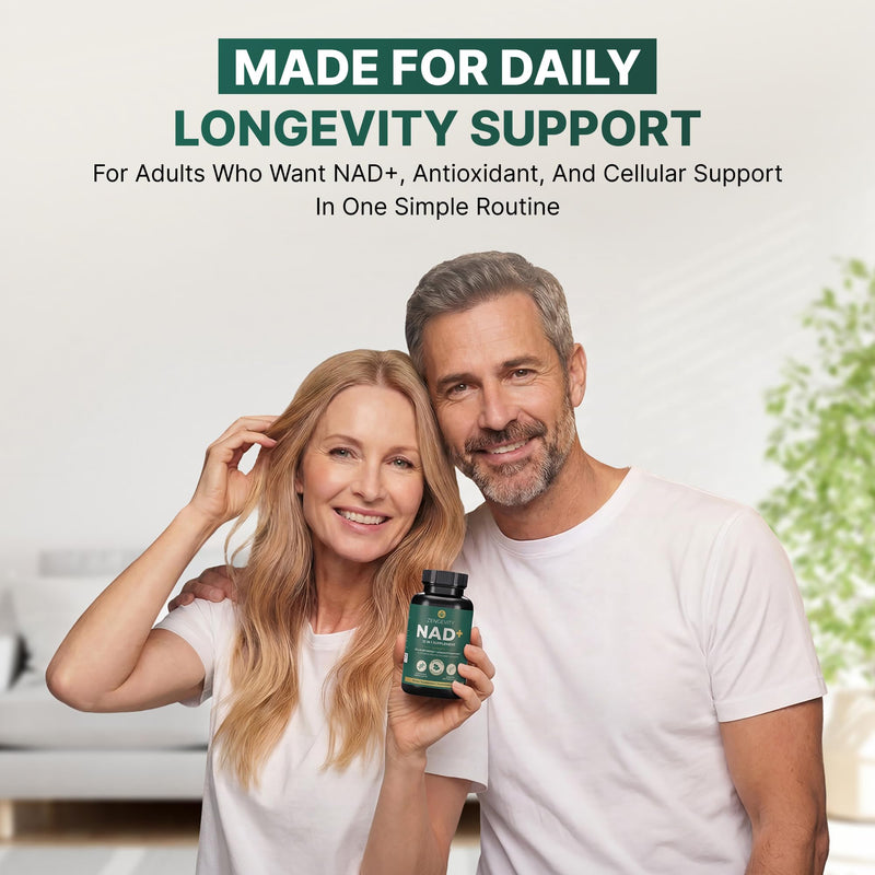NAD+ Supplement with Quercetin, Resveratrol, Green Tea Extract, Fisetin & L-Theanine - Multi Ingredient Capsule Formula - 90 Capsules - 30 Servings