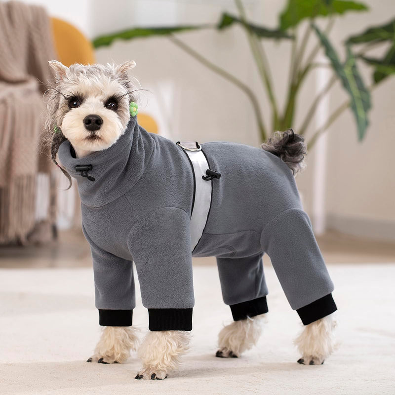 Dog Coats for Small Dogs, Polar Fleece Dog Pajamas Bodysuit for Small Medium Dogs, Dog Winter Jacket Dog Sweater Dog Vest for Small Dog, Dog Four-Legged Warm Clothes Large Grey - BeesActive Australia