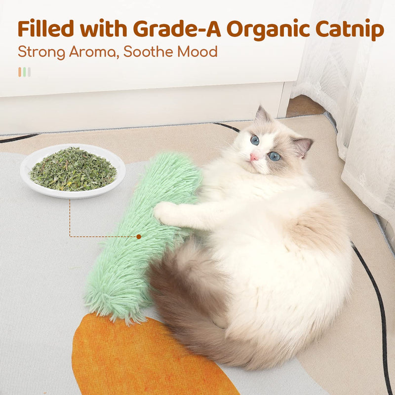 Potaroma Cat Toys Cat Pillows, 3 Pack Soft and Durable Crinkle Sound Catnip Toys, Interactive Cat Kicker Toys for Indoor Cats, Promotes Kitten Exercise Green Yellow Violet - BeesActive Australia