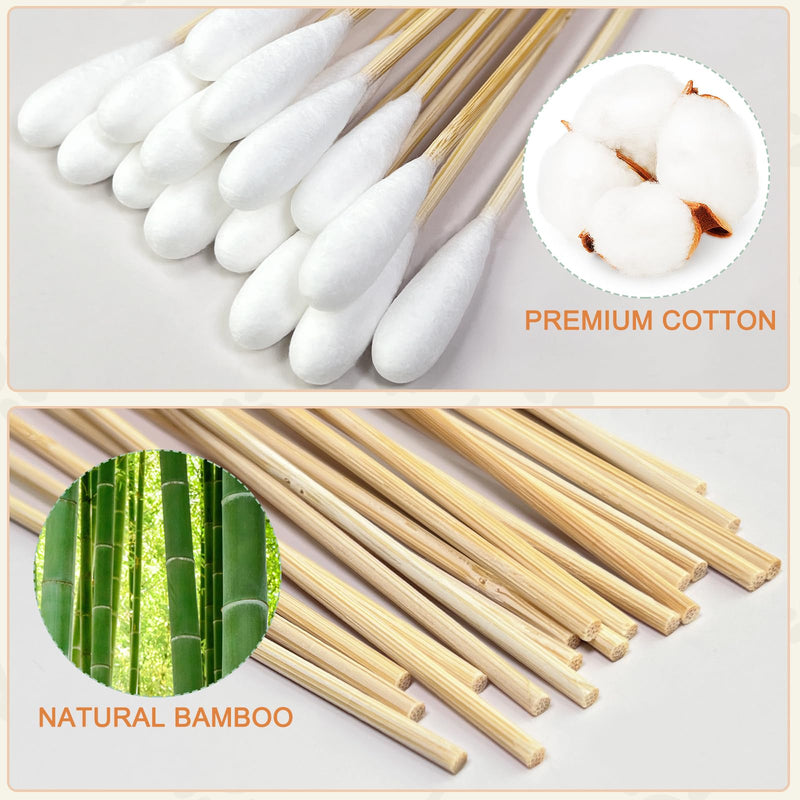 200-Pack of Long, Large Dog Ear Swabs with Bamboo Sticks: Perfect for Dog Ear Cleaning and Infection Treatment. Gentle, Effective, and Eco - Friendly for Pet Hygiene Large Tips 200PCS