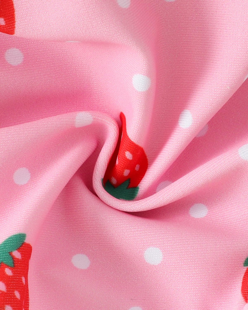 FishingDino Toddler Floatation Swimsuit Girls 1-6T, One Piece Float Suit with Built-in Float, Cute Floating Swim Suit Floatie Pink Strawberry 4-5T
