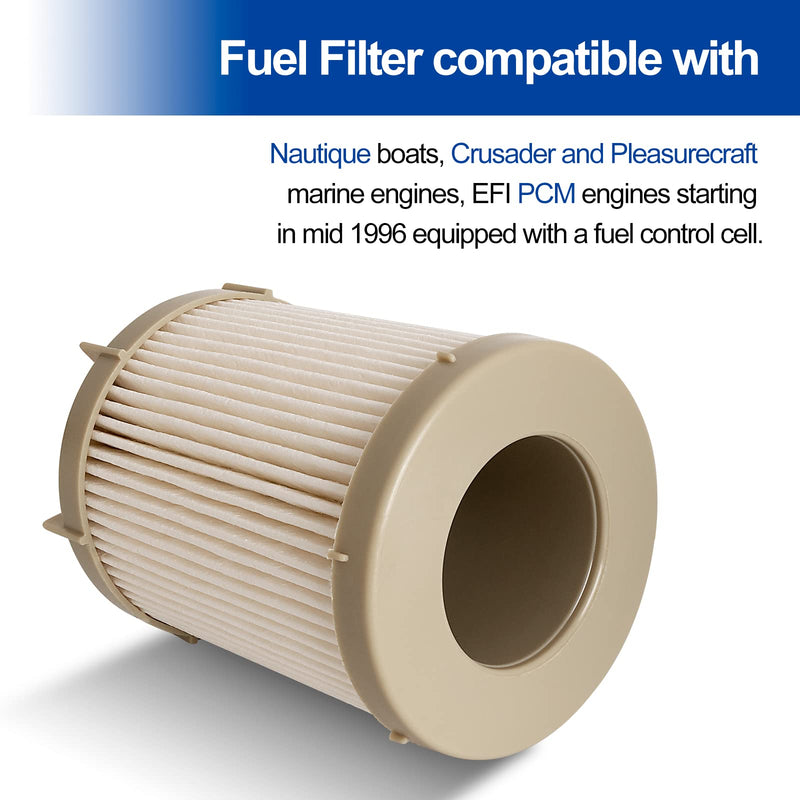 Fuel Filter RP080026 Compatible with PCM Engine - FCC Fuel Water Separator Element Compatible with Crusader MP 5.0 5.7 6.0L EFI Engine with Canister, Pleasurecraft 5.0L 5.7L V8 GM Marine Engine