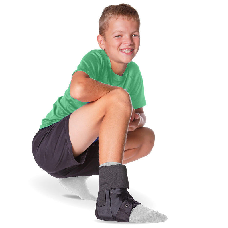 BraceAbility Lace Up Kids Ankle Brace - Pediatric Figure 8 Sprained Foot Support Wrap for Active Youth, Children in Sports, Basketball Protection, Gymnastics, Soccer, and Volleyball (XS) X-Small - BeesActive Australia