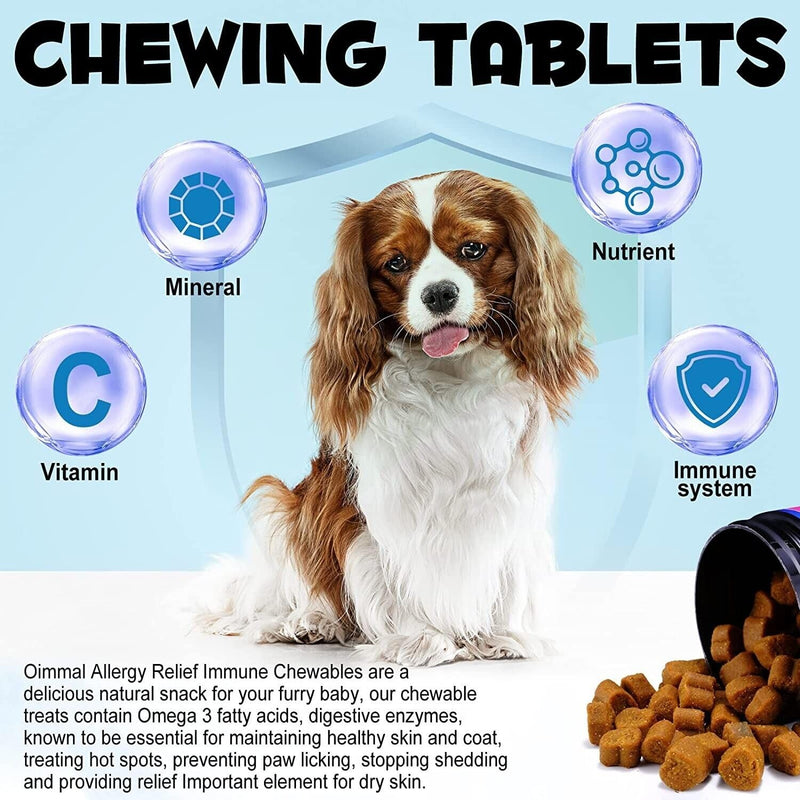 Dog Allergy Relief Chews for Dogs 150pcs Soft Chews Itch Immunity Treats for Dog Soothe Itchy Paws, Eyes, Ears, Skin Supports Seasonal Itching and Allergies Relief, Licking, Scratching. Duck Flavor.