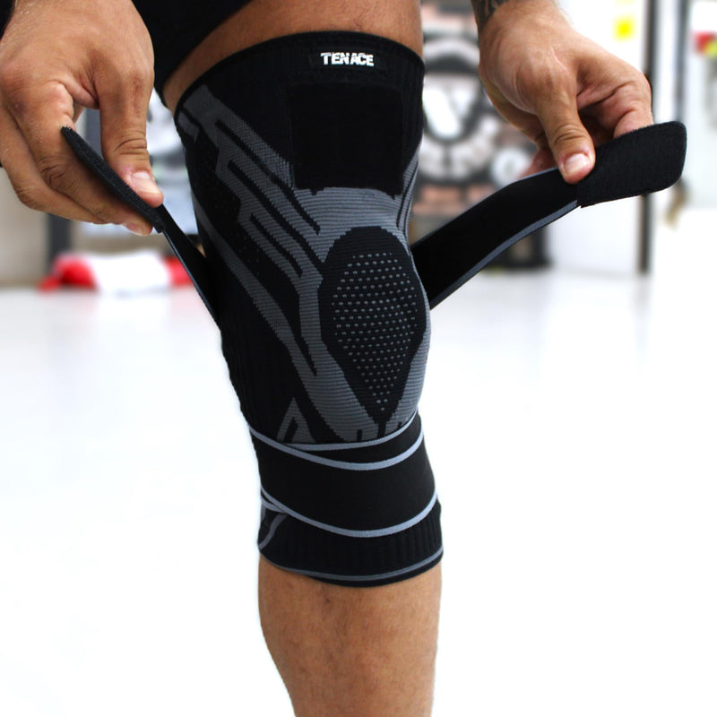 Tenace BJJ Knee Brace Grappling - Compression Knee Pad for Jiu Jitsu, MMA, Muay Thai, Wrestling, Judo - High Durability and Performance Unisex (Black, Medium) Black - BeesActive Australia
