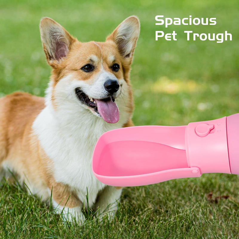 Portable Dog Water Bottle, Travel-Friendly Dog Travel Water Bottle with Carabiner, 10oz Outdoor Space-Saving Water Dispenser for Puppy,Cats, Pets for Walking,Hiking,Travel Pink - BeesActive Australia