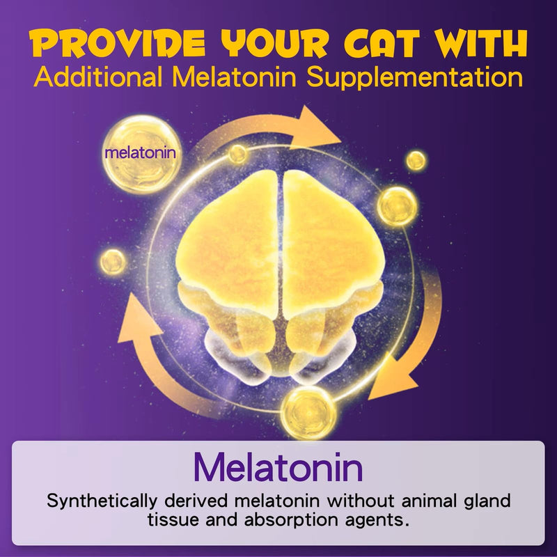 Cat Sleep Support & Calming Aid - Melatonin for Cats Liquid Drops – Nighttime Relaxation Formula for Travel, Vet & Grooming, Fast-Absorbing Liquid for Kittens & Adult Cats