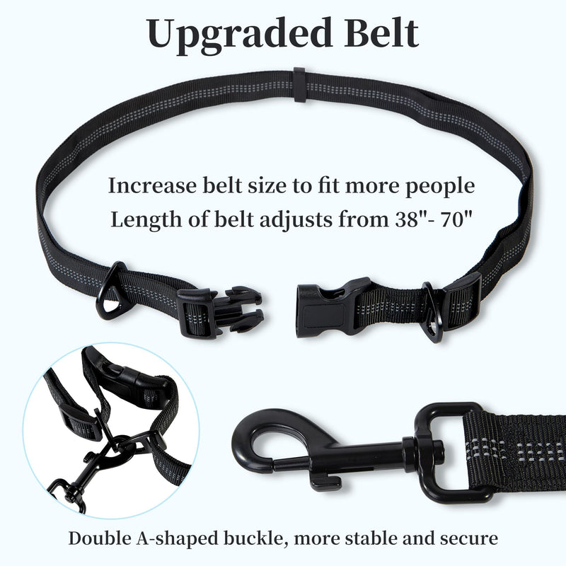 Hands Free Dog Leash with Zipper Pouch, Adjustable Waist Belt, Dual Handles, Durable Retractable Bungee for Medium and Large Dogs - Ideal for Walking, Jogging, Running, Hiking, Training - BeesActive Australia