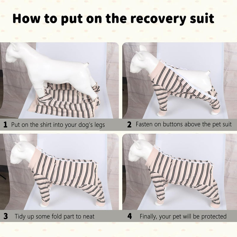 Dog Surgery Recovery Suit with Long Sleeves and Legs, Dog Romper with Zip, Full Body Coverage Pet Castration Suit, Dog Bodysuit After Surgery for Wound Protection (Beige, M) Beige