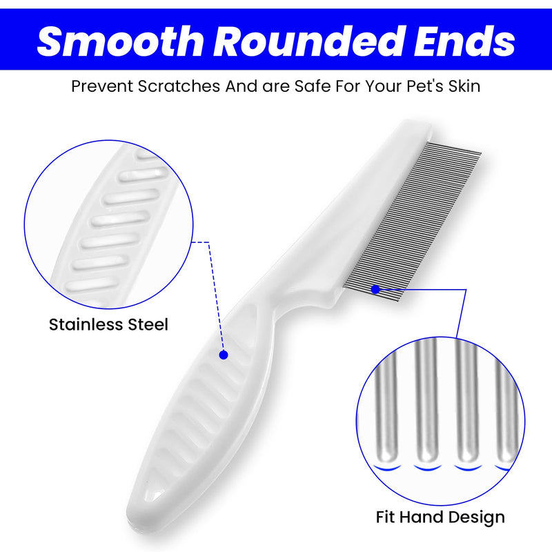 4Pcs Pet Hair Comb Tear Stain Removal, Flea Comb for Dogs, Removes Crust, Mucus, and Stains, 2 in 1 Dog Comb for Small Dogs and Puppies, Stainless Steel Grooming Massage Double Sided Comb