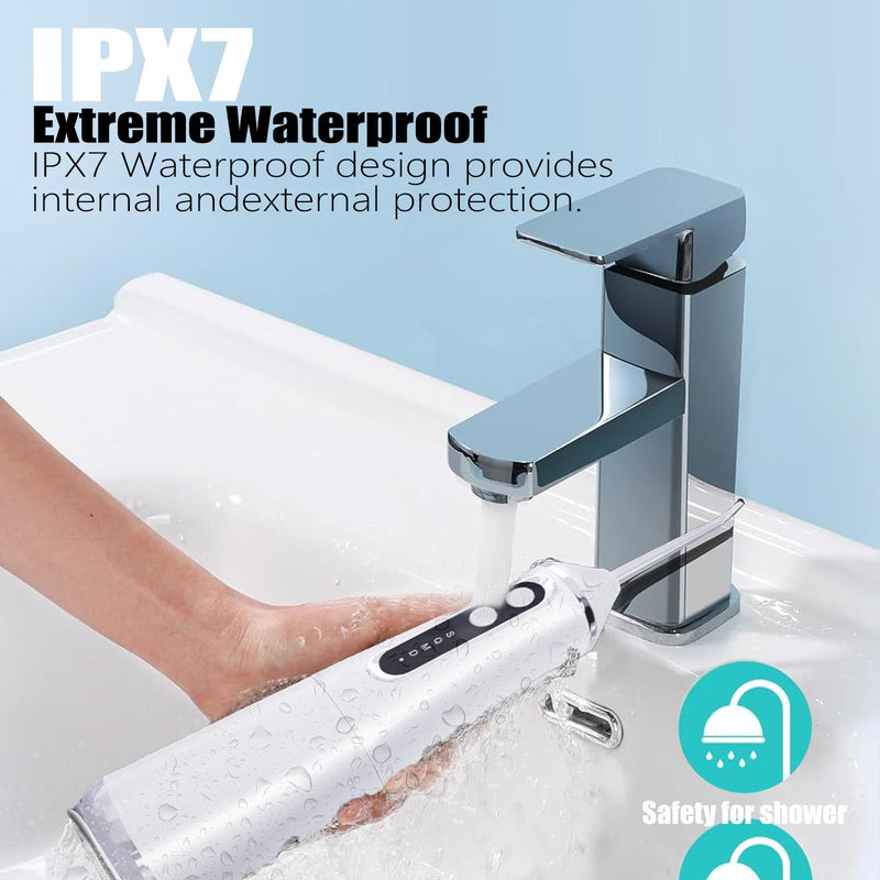 Cordless Water Flosser - Rechargeable Portable with 300ML Generous Tank, 4 Jet Nozzles & IPX7 Waterproof for Teeth Cleaning, Dental Care and Travel
