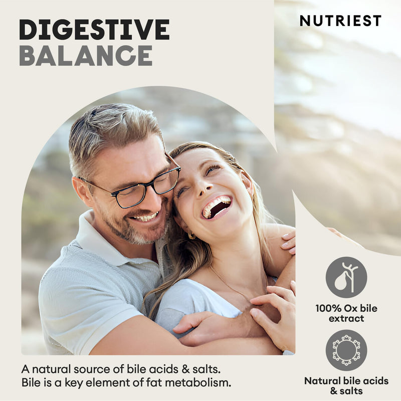 Nutriest Ox Bile Salts (60 Capsules) – Ox Bile 500 mg | Bovine Bile Salts from Europe | Supports Normal Fat Digestion