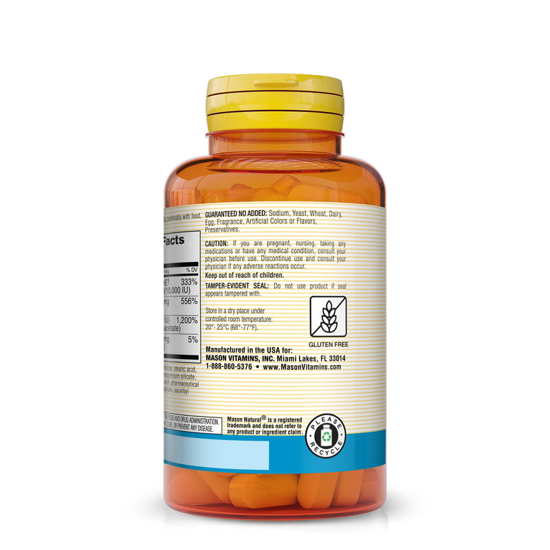 MASON NATURAL Vitamin E, C & A (Beta Carotene) - High Potency Antioxidant Formula to Fight Free Radicals and Support Overall Health*, 60 Tablets 60 Count (Pack of 1)