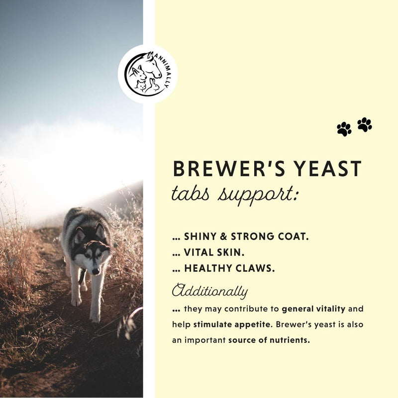 Annimally Brewers Yeast Tablets for Dogs, Cats & Small Pets 100 pcs. - Daily Supplement to Support a Normal-Looking Coat, Made in Germany