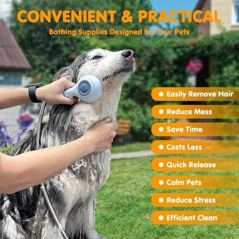 Pet Bath Brush Spray Set, Pet Shower Sprayer, Dog Bath Brush with Soft Brush and Adapters for Indoor and Outdoor Bathing, Grooming, Massaging and Washing - BeesActive Australia